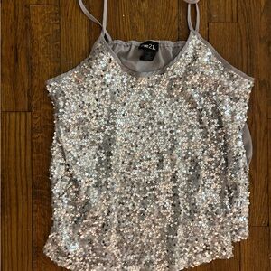 Rue21 Silver Sequin Cami Top